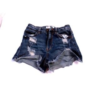 Wax Jean Collection Distressed Denim Shorts Ripped Hem Blue S( 24x 2) #5166